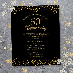 Budget 50th Anniversary Black And Gold Invitation