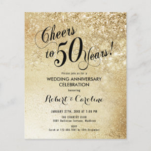 Budget 50th Anniversary Gold Invitation Flyer