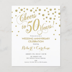 Budget 50th Anniversary - Gold & White Invitation Flyer