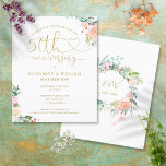 Budget 50th Anniversary Heart Floral Invitation<br><div class="desc">Featuring pretty roses florals and elegant heart script typography. Personalise with your special fifty years golden anniversary information in chic gold lettering and your monogram initials and dates on the reverse. Designed by Thisisnotme©</div>