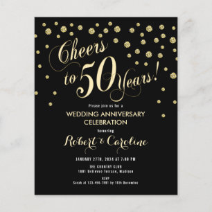 Budget 50th Anniversary Invitation - Black & Gol Flyer