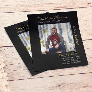 Budget 50th Birthday Black Invitation Flyer