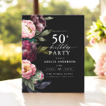 Budget 50th Birthday Burgundy Floral Invitation Flyer<br><div class="desc">Celebrate your milestone with a modern moody 50th birthday invitation featuring rich burgundy and blush florals. This elegant design blends deep, dramatic tones with soft, romantic accents, perfect for setting a sophisticated yet inviting atmosphere. The striking floral arrangement adds a touch of luxury, while the contemporary layout keeps it stylish...</div>