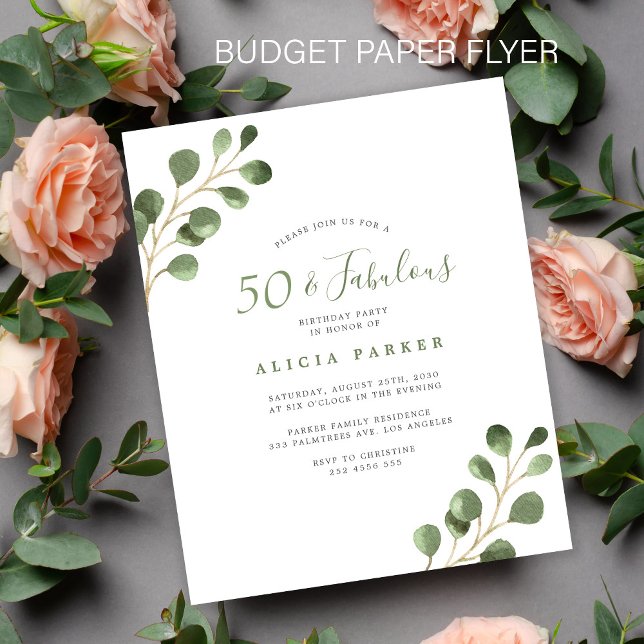 Budget 50th birthday elegant party invitation flyer (Creator Uploaded)
