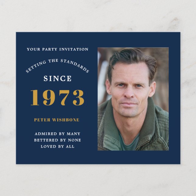 Budget 50th Birthday Invitation 1973 Name Photo Flyer (Front)