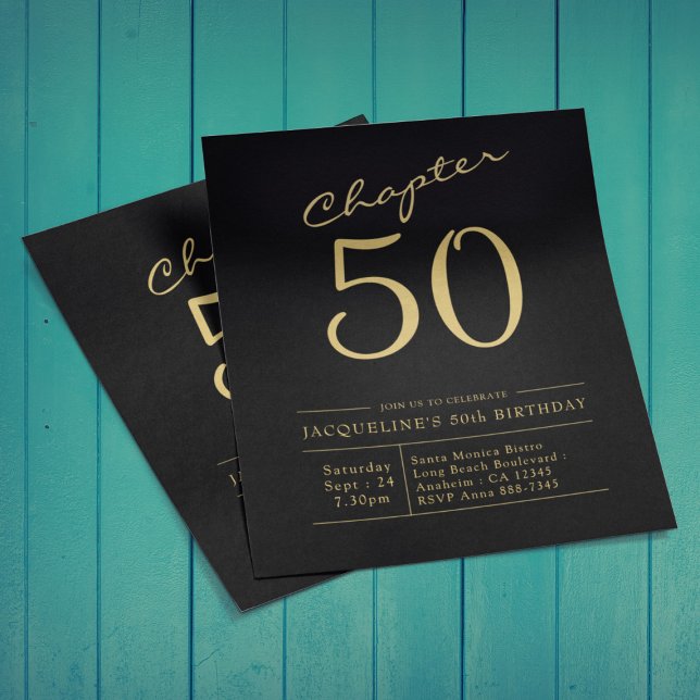 Budget 50th Birthday Invitation Black Gold Flyer (Creator Uploaded)