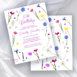 BUDGET 50th Birthday Party Wildflower Invitation