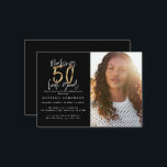 budget 50th look good photo birthday invitation<br><div class="desc">budget Making 50 look good photo birthday invitation. Modern script text monochrome and gold effect design. Part of a collection.</div>