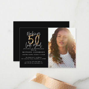 budget 50th look good photo birthday invitation