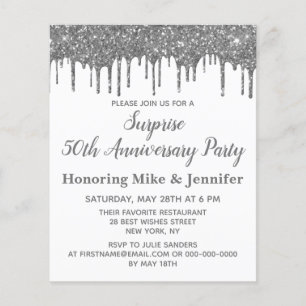 Budget 50th Surprise Party Anniversary Invitations