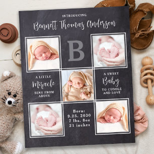 Budget 5 Photo Collage New Baby Birth Thank You