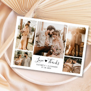 Budget 5 Photo Collage Wedding Thank You Postcard