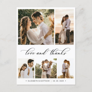 Budget 5 Photo Collage Wedding Thank You Postcard