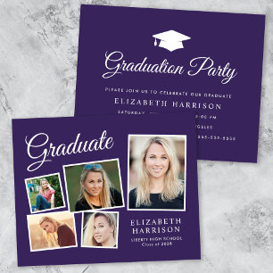 Budget 5 Photo Purple Graduation Party Invitation