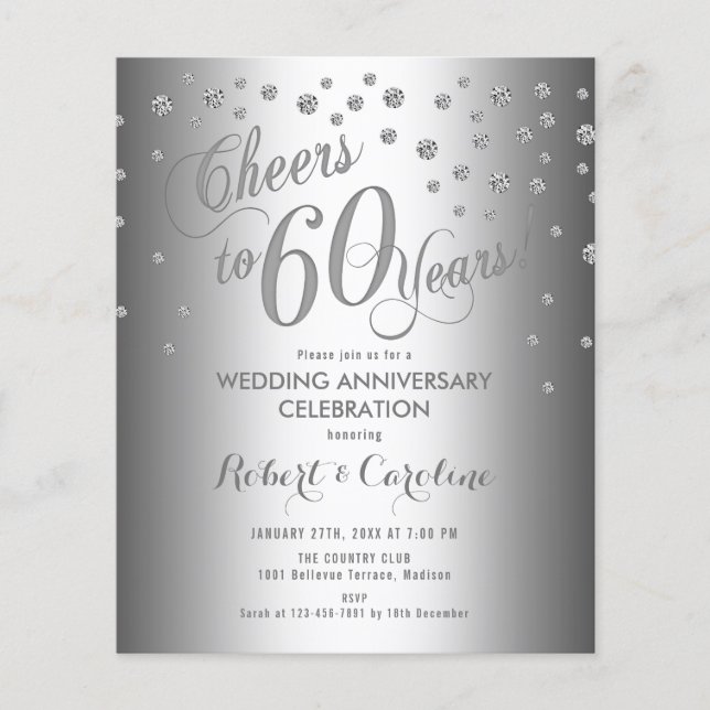 Budget 60th Anniversary - Silver White Invite Flyer (Front)
