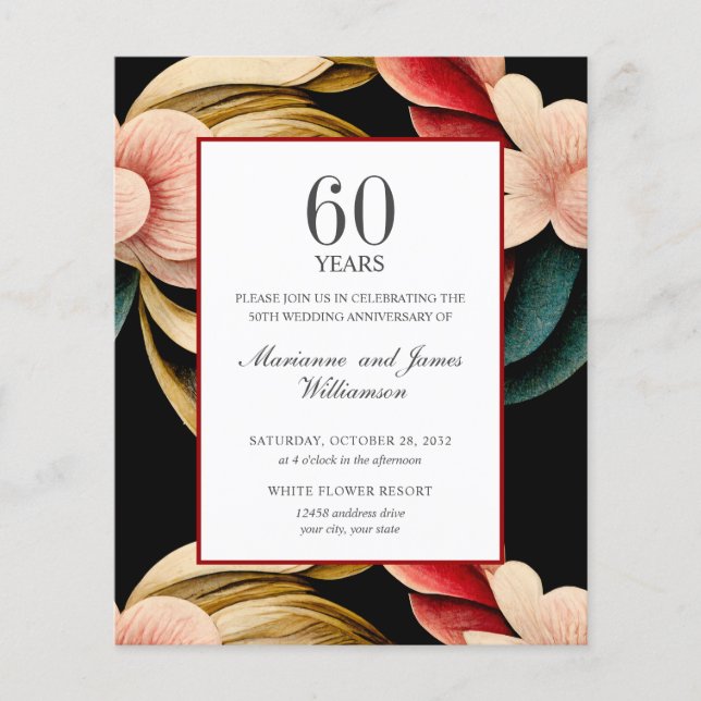 Budget 60th Anniversary VINTAGE FLOWERS (Front)