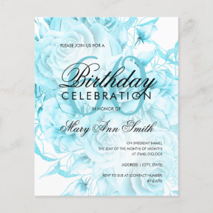 Budget 60th Birthday Floral Teal