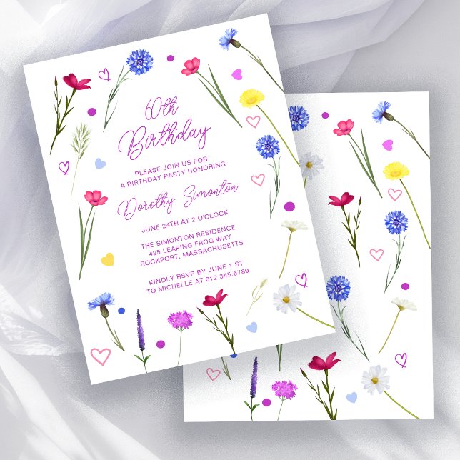 BUDGET 60th Birthday Party Wildflower Invitation (Creator Uploaded)