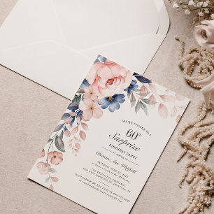 Budget 60th Birthday Pink Floral Script Invitation