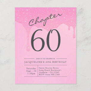 Budget 60th Birthday Pink Grey Invitation Flyer