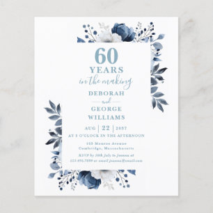 Budget 60th Wedding Anniversary Floral Invite