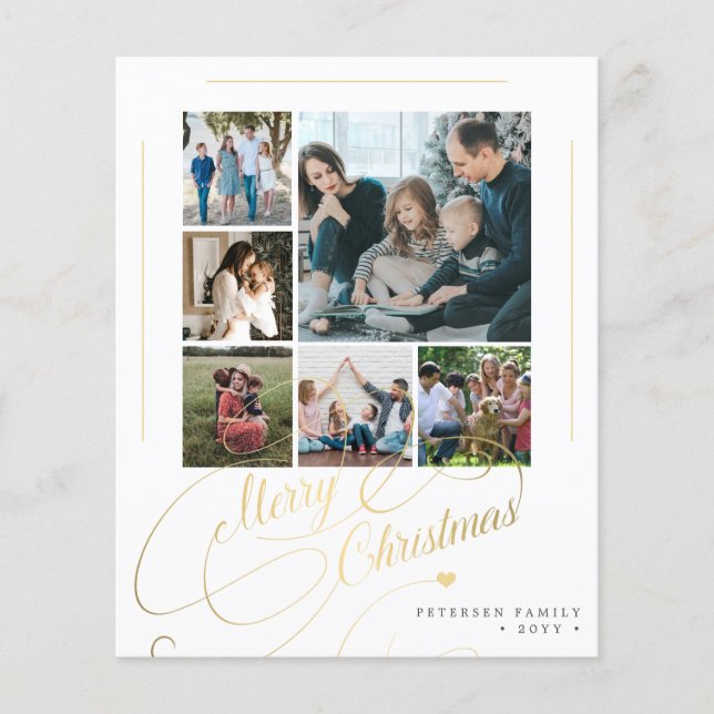 Budget 6 family photos Christmas Holiday Card (Front)