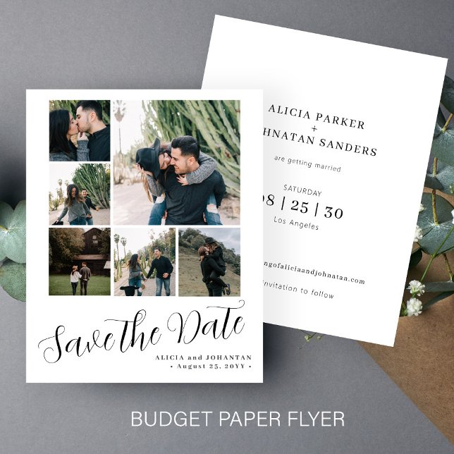 Budget 6 multi photo collage wedding save the date flyer (Creator Uploaded)