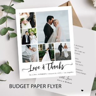 Budget 6 photo collage love and thanks wedding flyer