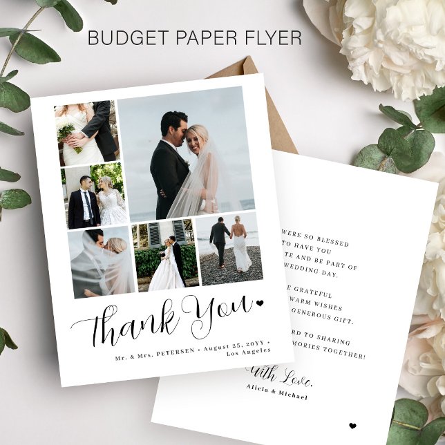 Budget 6 photo collage wedding thank you card (Creator Uploaded)