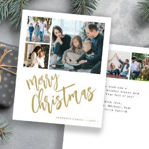 Budget 6 photo gold Merry Christmas Holiday Card