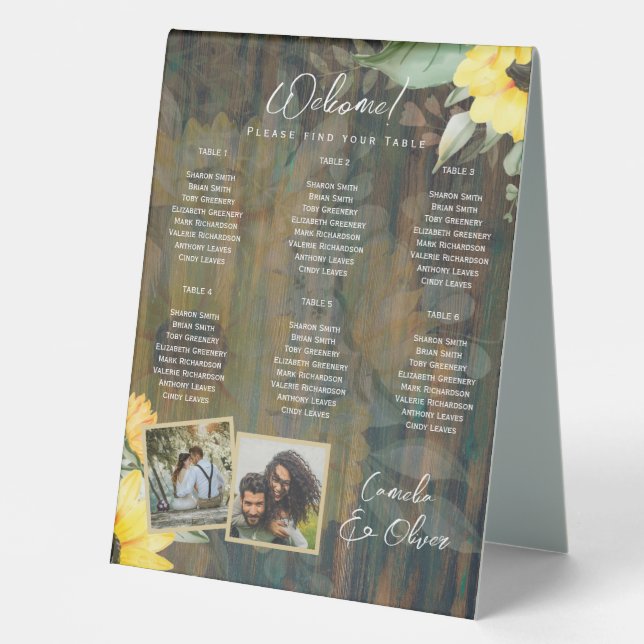 BUDGET 6 Table Rustic Wood SUNFLOWERS PHOTO SEATIN (Front)