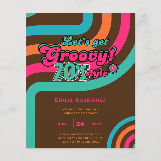 BUDGET 70's Retro Disco Birthday Boogie Groovy  Flyer (Front)