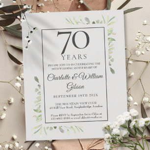 Budget 70th Anniversary Greenery Invitation
