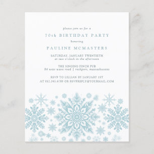 BUDGET 70th Birthday Blue Snowflake Invitation