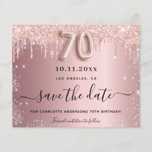 Budget 70th birthday blush silver save the date