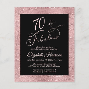 Budget 70th Birthday Party Elegant Rose Gold Flyer
