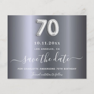 Budget 70th birthday silver metal save the date