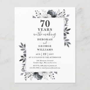 Budget 70th Wedding Anniversary Floral Invite