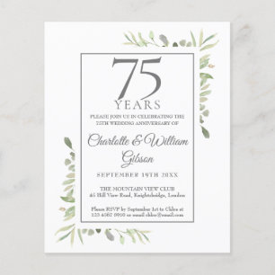 Budget 75th Anniversary Greenery Invitation