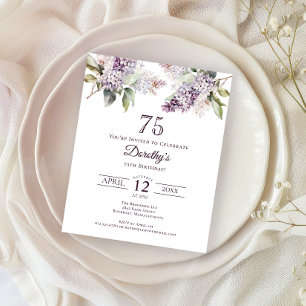 BUDGET 75th Birthday Party Purple Lilac Floral