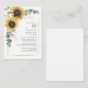 Budget 75th Birthday Sunflower Eucalyptus Party Card