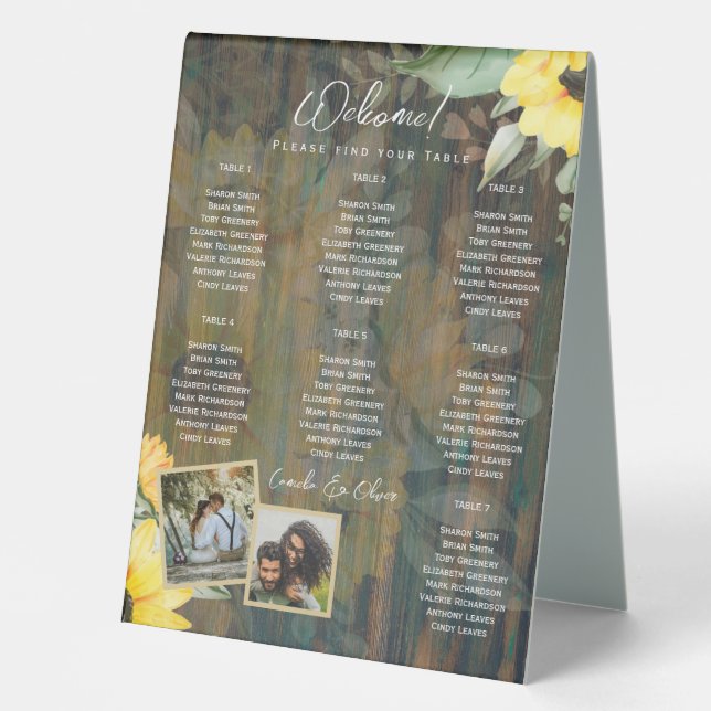 BUDGET 7Table Rustic Wood SUNFLOWERS PHOTO SEATING (Front)