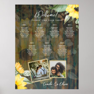 BUDGET 7Table Rustic Wood SUNFLOWERS PHOTO SEATING Poster