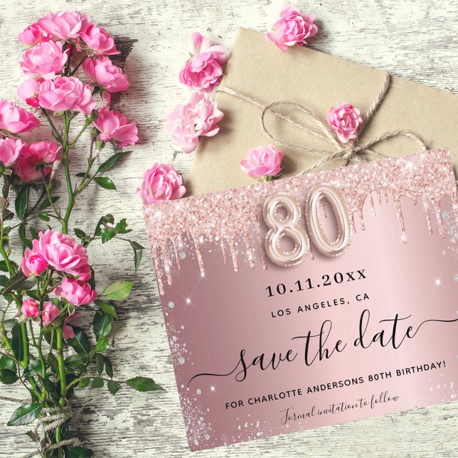 Budget 80th birthday blush silver save the date (Creator Uploaded)