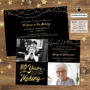 Budget 80th Birthday Retro 2 Photos Invitation