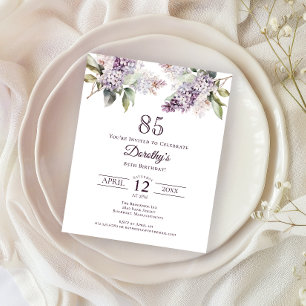 BUDGET 85th Birthday Party Purple Lilac Floral