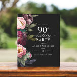 Budget 90th Birthday Moody Floral Invitation Flyer<br><div class="desc">Celebrate your milestone with a modern moody 90th birthday invitation featuring rich burgundy and blush florals. This elegant design blends deep, dramatic tones with soft, romantic accents, perfect for setting a sophisticated yet inviting atmosphere. The striking floral arrangement adds a touch of luxury, while the contemporary layout keeps it stylish...</div>