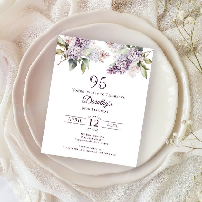 BUDGET 95th Birthday Party Purple Lilac Floral (Creator Uploaded)