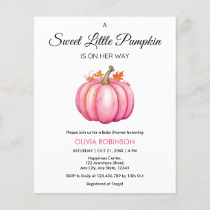 Budget A Little Pumpkin Girl Baby Shower Invite  Flyer