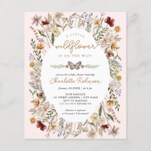 Budget A Little Wildflower Baby Shower Invitation